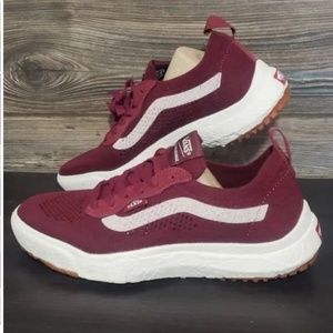 New Vans Ultrarange Vr3 Burgundy Red White Knit Running Sneakers